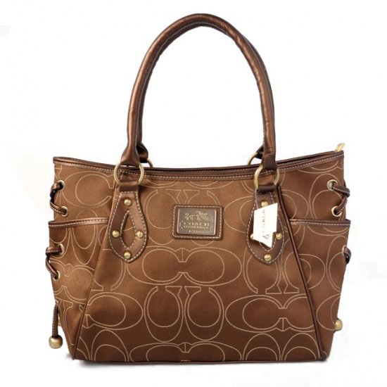 Coach String Logo Signature Medium Brown Totes BTO Coach String Logo Signature Medium Brown Totes BTO